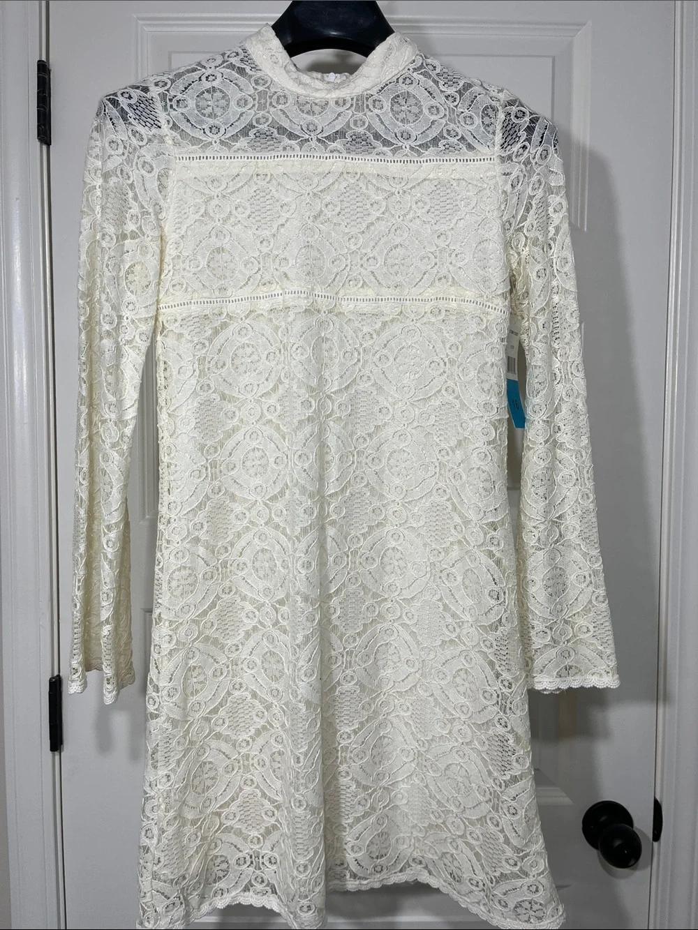 Zunie Ivory Lace Dress Girls 16 Mock Neck Long Sleeve Special Occasion